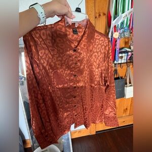 Satin Leopard Button Down
